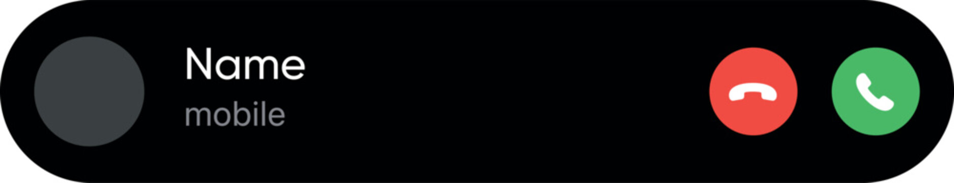 Vector illustration pop up incoming call notification. WhatsApp calling template, Michatting, kakao, and message app. Dynamic island apple