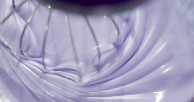 Airy purple cream in the food processor.
