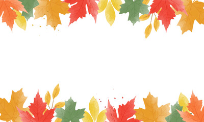 Autumn background from colorful watercolor leaves.