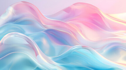 Fototapeta premium Minimalistic abstract background with smooth lines in pink, blue and white colors ,Shining light through a thin weave flying in the wind