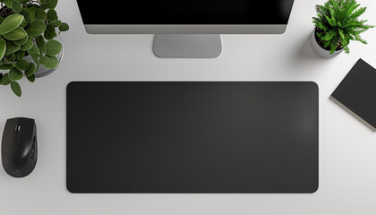 Plain black mouse pad mockup, top view