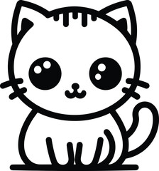 Simple Cute Cat Line Art Vector Illustrations