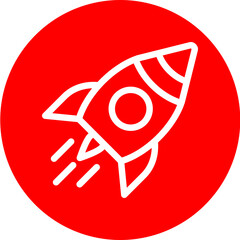 rocket Vector Line White Circle Red