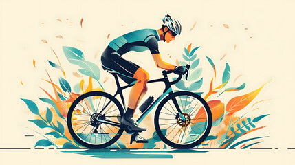 Fototapeta premium Enhancing Blood Circulation: Cyclist Preparing with Stretches Before Ride | Botanical Illustration