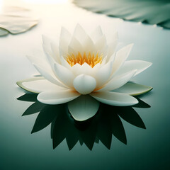 Fototapeta premium lotus flower on water, meditation concept, illustration generative ai