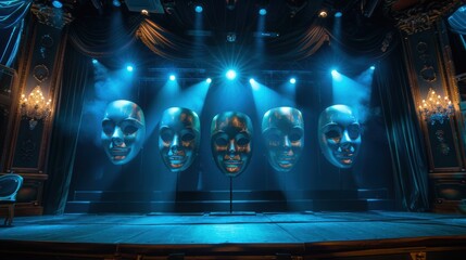 Stage with Illuminated Metallic Masks
