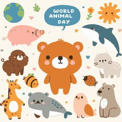 world animal day, animal image with many vector designs