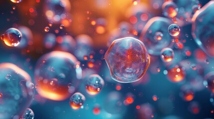 Abstract background with colorful, translucent bubbles floating in a liquid. The image has a dreamy, ethereal quality.