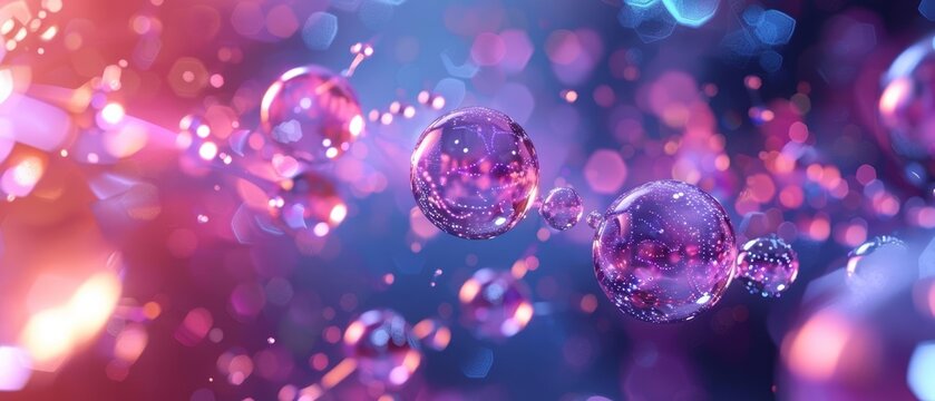 Abstract background with glowing purple and pink orbs.