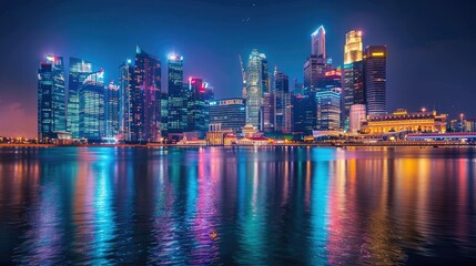 Beautiful City Illuminated at Night