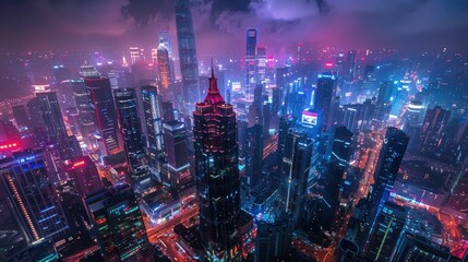 Fototapeta premium Beautiful City Illuminated at Night