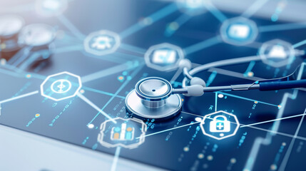 Fototapeta premium Secure electronic health records using blockchain technology for hospitals