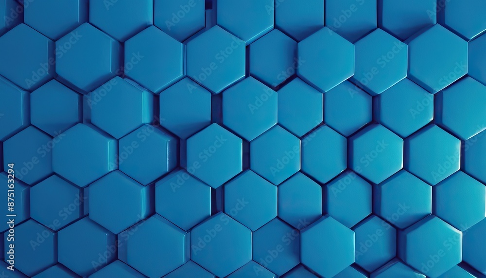 Poster a blue hexagonal background with a lot of hexagons.