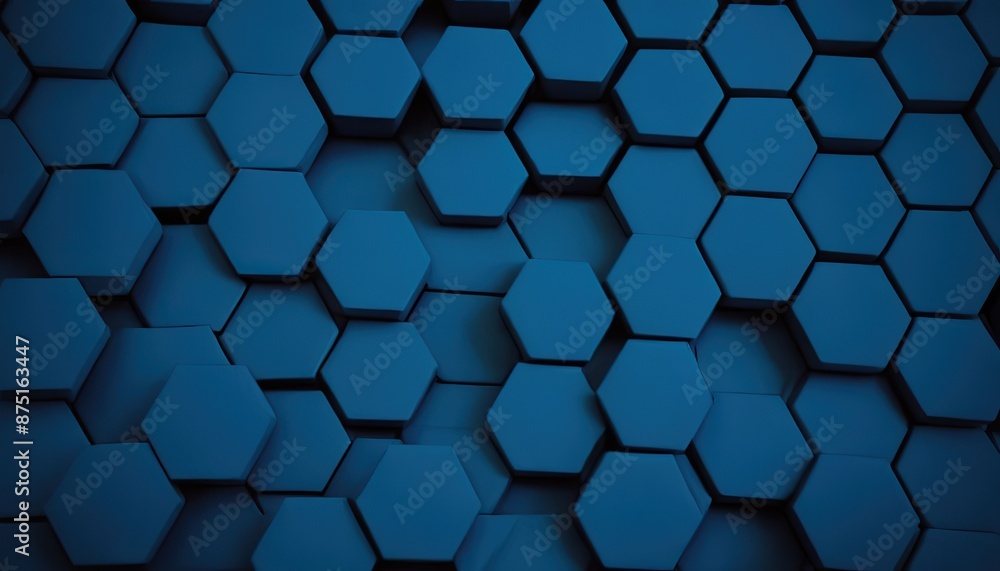 Poster a blue hexagonal background with a lot of hexagons.
