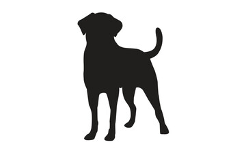 Dog silhouette. Vector silhouette of dog on white background. black dog isolated on white background. cutout dog. hand drawn design illustration.
