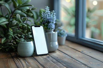 Tranquil Sanctuary: Minimalist Smartphone Display in a Serene Setting