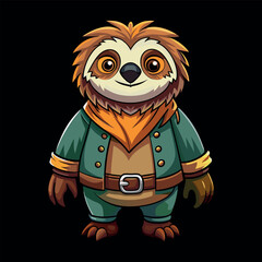 Cute lazy animals vector Cartoon sloth characters and climbing on rainforest jungle tree branches .Funny sloths eating leaves.
