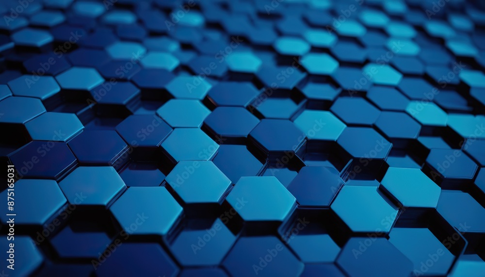 Poster blue hexagonal background with a lot of hexagons