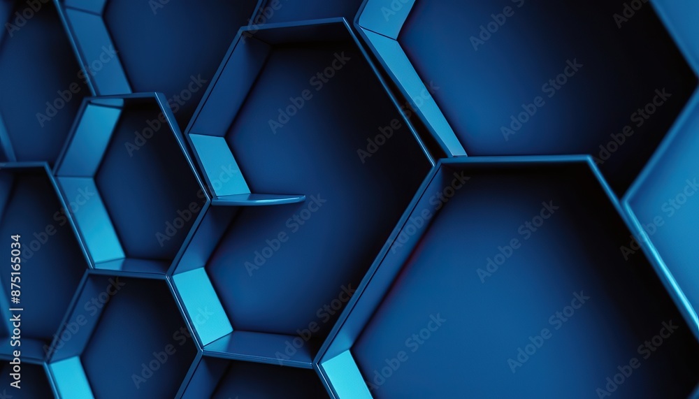 Poster blue hexagonal background with a lot of hexagons