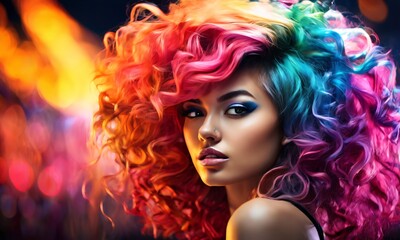 Fototapeta premium A woman with a colorful hair style on her head