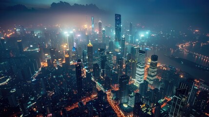 Fototapeta premium Beautiful City Illuminated at Night