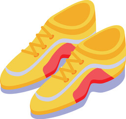 Yellow sneakers with red inserts are standing on a white background, the concept of stylish and comfortable shoes