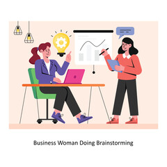 Business Woman Doing Brainstorming concept flat style stock illustration. EPS 10 File