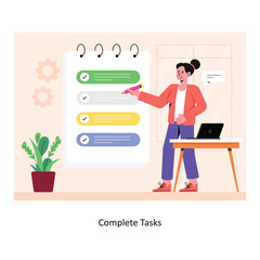 Complete Tasks concept flat style stock illustration. EPS 10 File