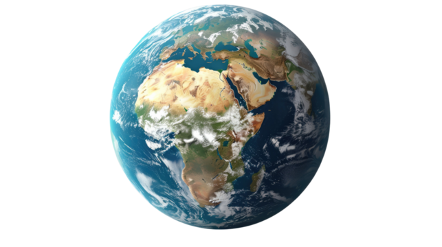 Globe model on a white background