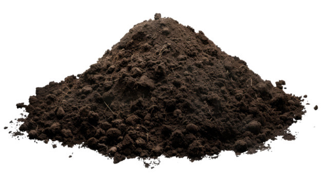 Soil, pile of soil isolated on png background.