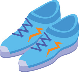 Pair of blue sneakers with yellow lightning bolts representing speed and agility for athletes