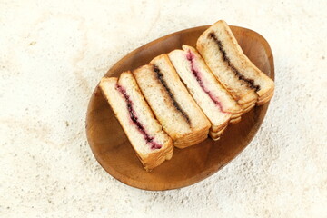 roti bakar Bandung or bandung style toast with various sweet fillings, perfect for breakfast or snacks. Ideal for food blogs, culinary websites, and marketing materials.