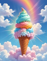 Ice cream cone on a cloud