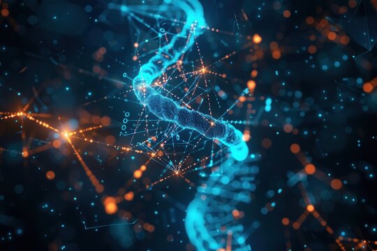 Shiny DNA medicine blockchain metaverse nft crypto Datastream flow background - Powered by Adobe