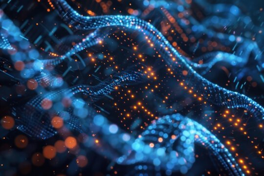 Shiny DNA medicine blockchain metaverse nft crypto Datastream flow background