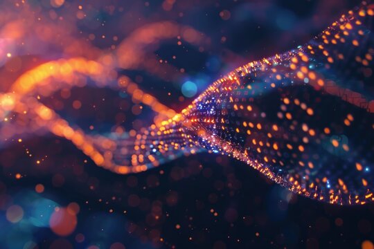 Shiny DNA medicine blockchain metaverse nft crypto Datastream flow background