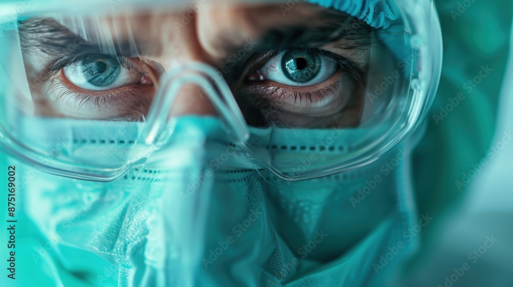 Poster an abstract image with a teal-colored blurred background and partially visible glass items at the si
