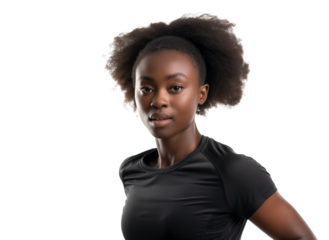 Confident Female Runner in Black T-Shirt
