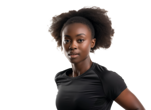 Confident Female Runner in Black T-Shirt
