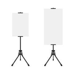 Poster Stand Mockup, Front View, Isolated On White Background. Vector Illustration