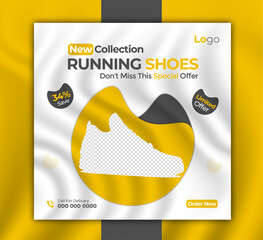 Modern Sport shoes and Best selling walking shoes also new arrival men's shoes social media post design, web banner design and Instagram post template. 