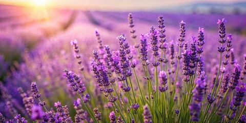 Obraz premium Fields of lavender with soothing scent carried on gentle breeze, lavender, fields, blossoms, soothing, scent, air, gentle