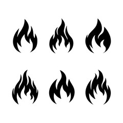 Fire silhouette. Fire icons vector set. Silhouette icons.