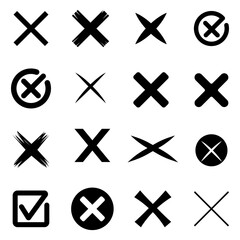 Cross icon. Cross rejection collection. Graphic symbol of the cross.