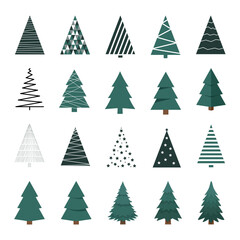Obraz premium Christmas trees. Christmas trees set. Modern flat design.