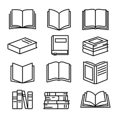 Book icon. Books icons set. Linear icons.