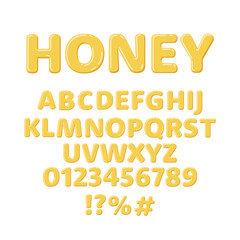 Honey letters set. Bubble font. Flat style.