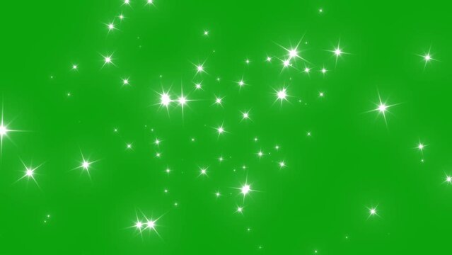 Glitter sparkle animated green screen, 4K Chroma key 3d animation. White shining dust light. Bokeh light lights effect background. Glowing stars sparkle. Concept: Christmas, party, celebrate, birthday