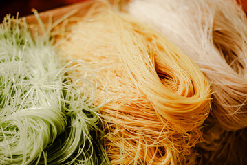 Closeup of colorful rice noodles