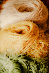 Closeup of colorful rice noodles